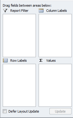 Excel PivotTable drag fields layout builder