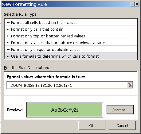 excel find duplicate values in a row