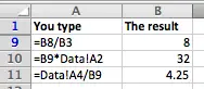 Excel formulas