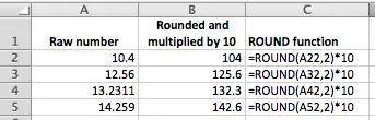 Excel ROUND function used inside a formula