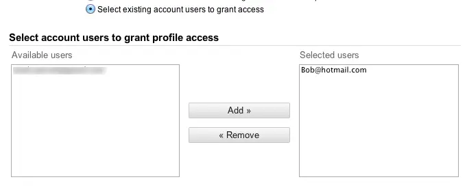 Add existing users to the current Google Analytics profile