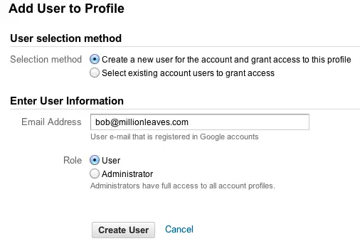 Google Analytics - add a new user to a profile
