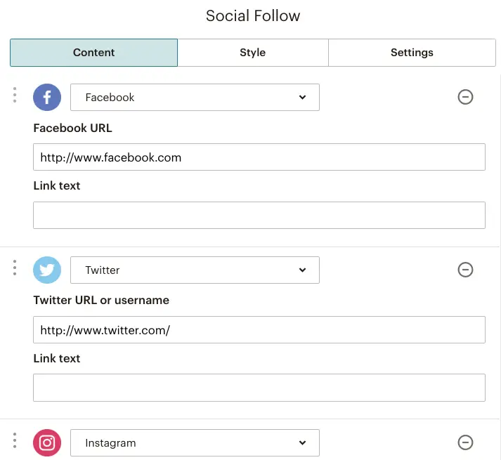 Mailchimp email template - editing the social follow links in the footer | Learn Mailchimp with Five Minute Lessons