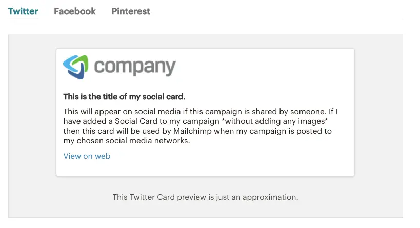 Mailchimp Social Cards - Twitter preview | Learn Mailchimp with Five Minute Lessons