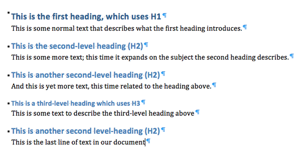 Microsoft Word selection of text that has built-in header styles applied