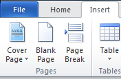 Microsoft Word for Windows, insert page break button